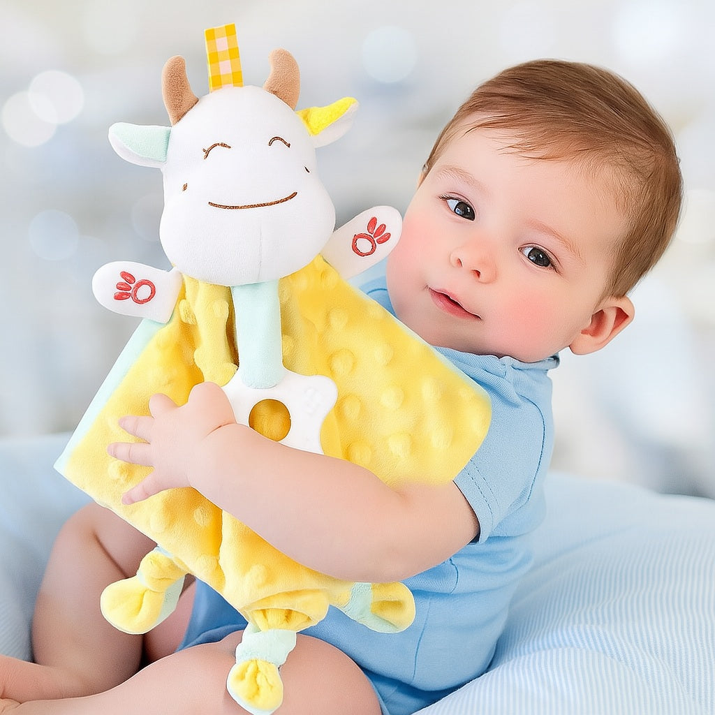 couette doudou lion jaune reconfortant