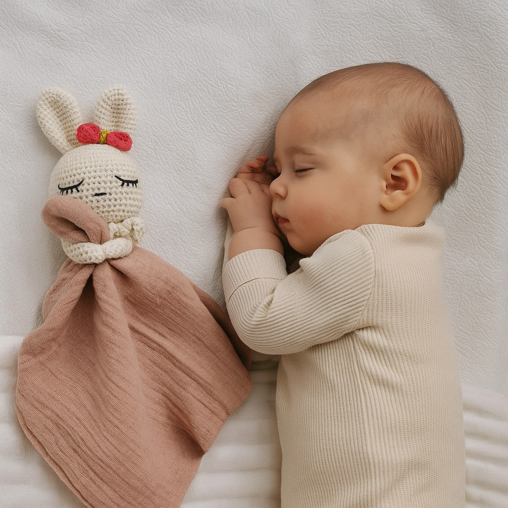doudou bebe lapin mousseline moka bien dormir