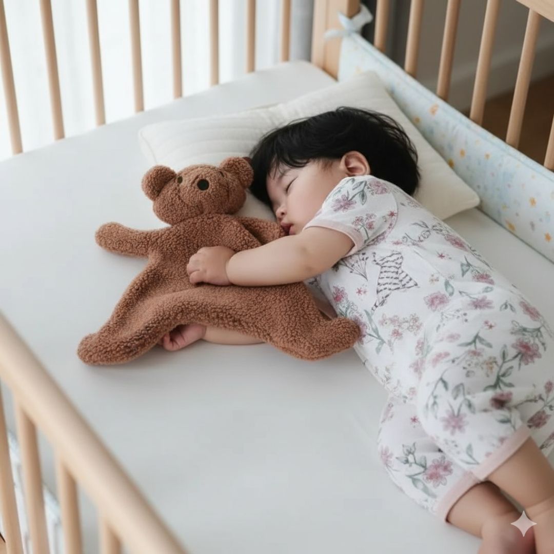 doudou bebe plat ours marron protecteur reconfortant