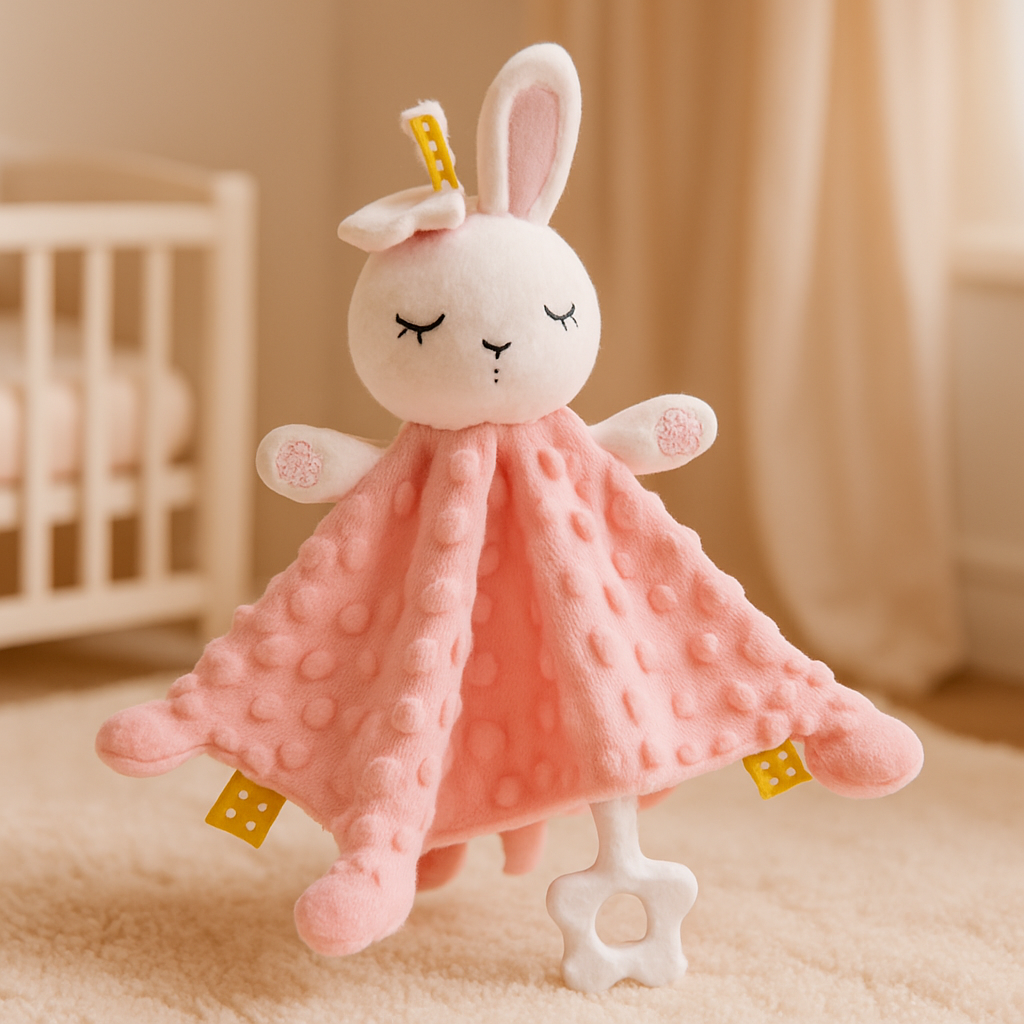 doudou couette lapin rose securisant