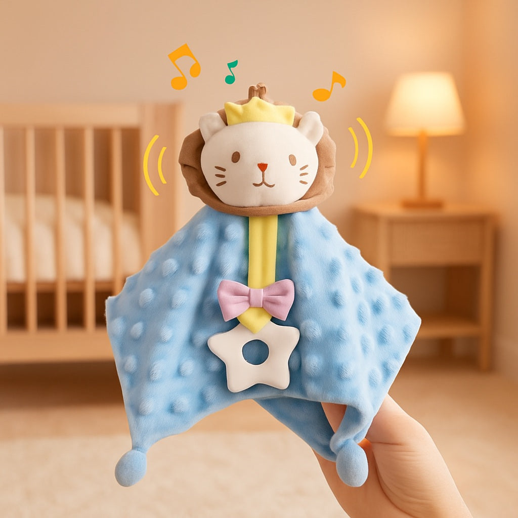 doudou couette lion bleu mignon
