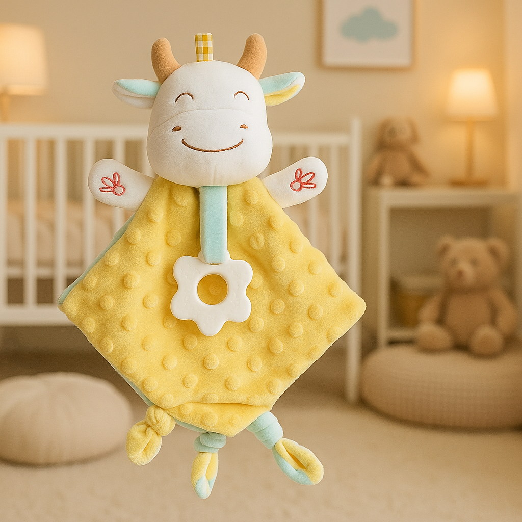 doudou couette vache jaune