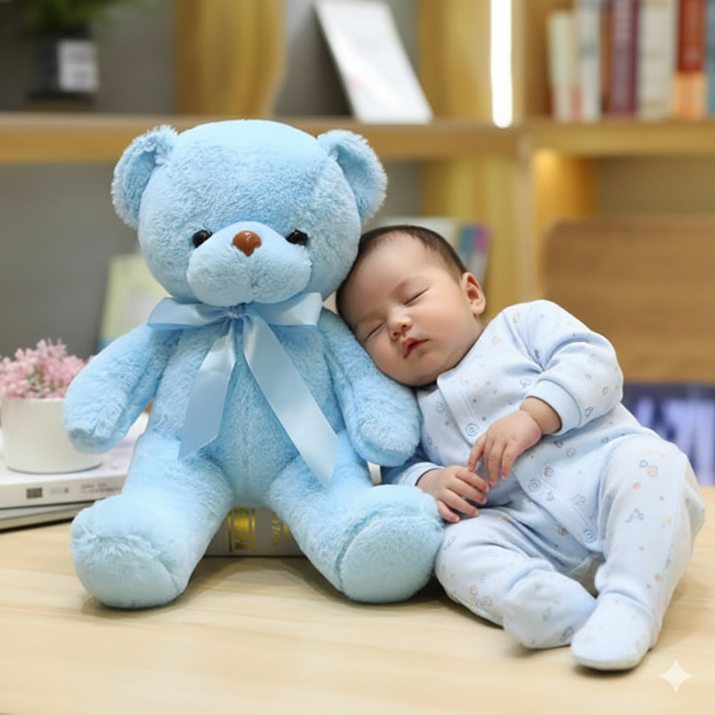 ours en peluche bleu allie paisible rassurant