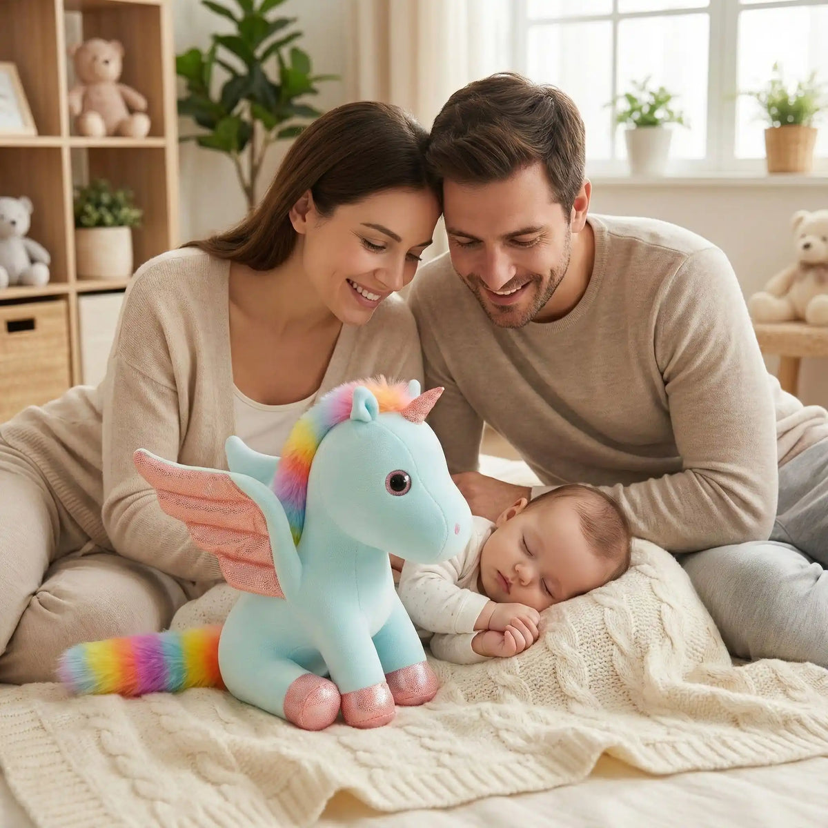 peluche en licorne bleu sommeil chaleureux