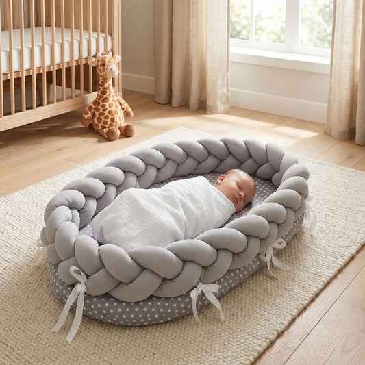 bebe reducteur de lit tresse grise dormir rassurer