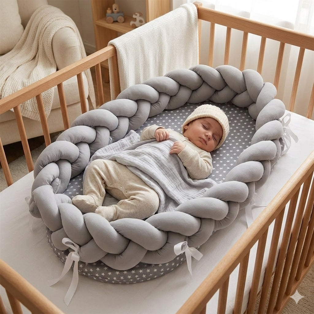 bebe reducteur de lit tresse grise sommeil rassurer