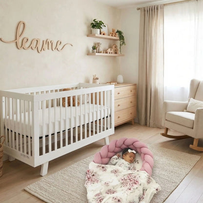 bebe reducteur de lit tresse rose protection douce