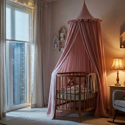 ciel de lit bebe rose cocon rassurant