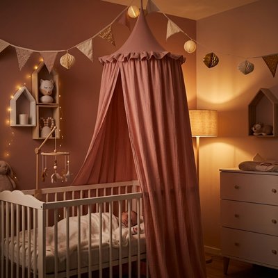 ciel de lit bebe rose protection rassurante