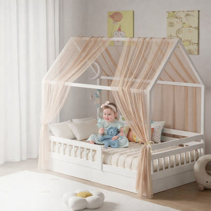 ciel de lit cabane mousseline camel ambiance enveloppante