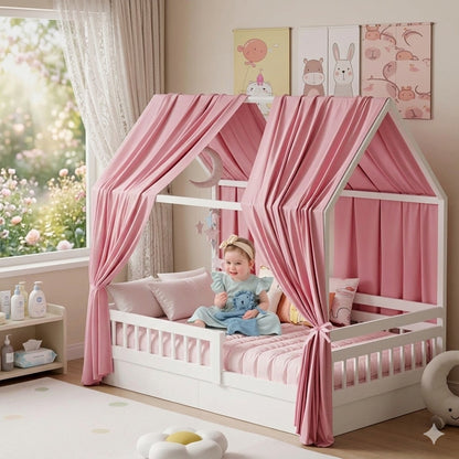 ciel de lit cabane rose espace chaleureux