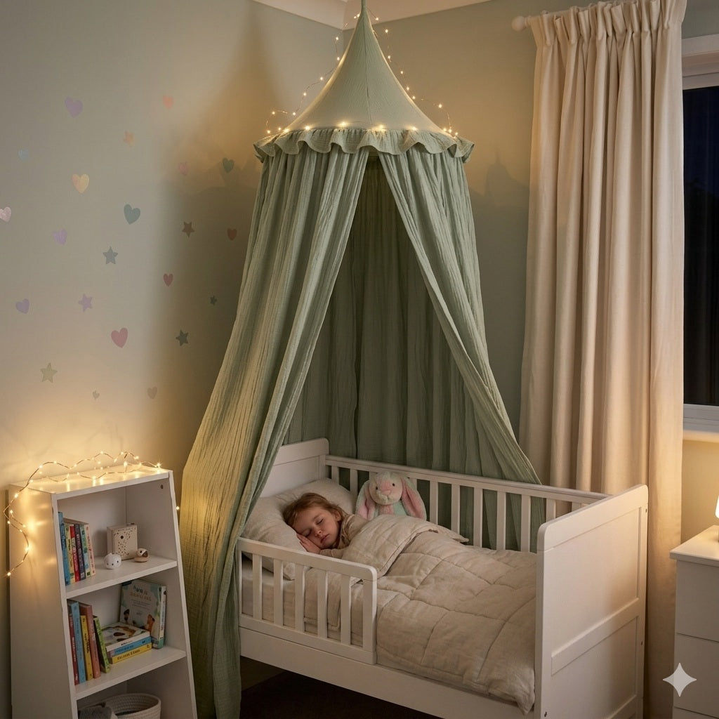 ciel de lit enfant vert sauge environnement harmonieux
