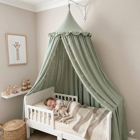 ciel de lit enfant vert sauge protection rassurante