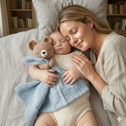 couette doudou ours bleu compagnon chaleureux
