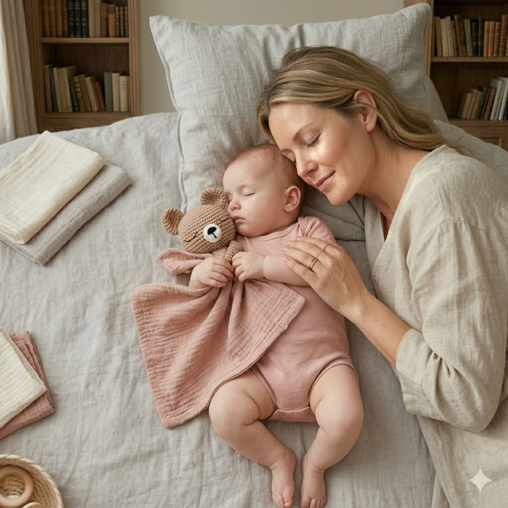 couette doudou ours moka presence chaleureuse