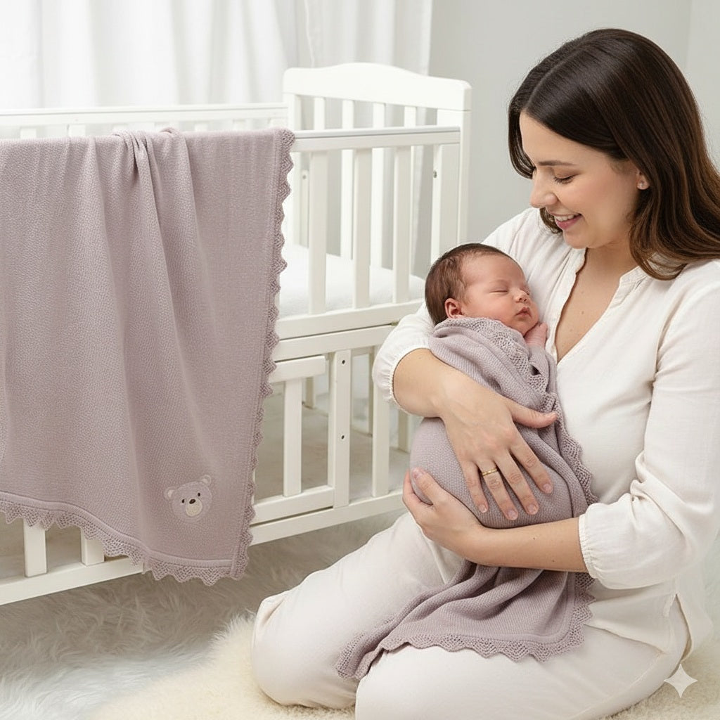 couverture cozy bebe violet clair cocon enveloppant