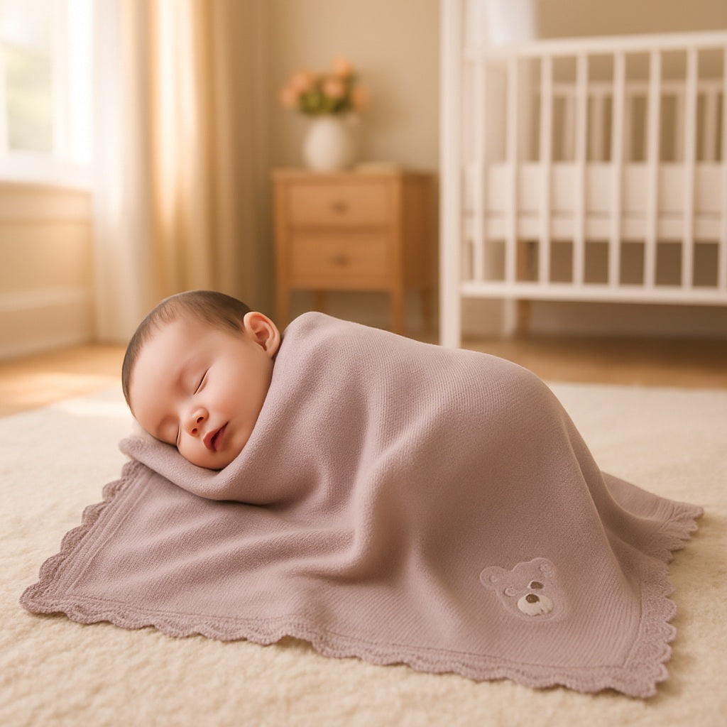 couverture cozy bebe violet clair sommeil enveloppe