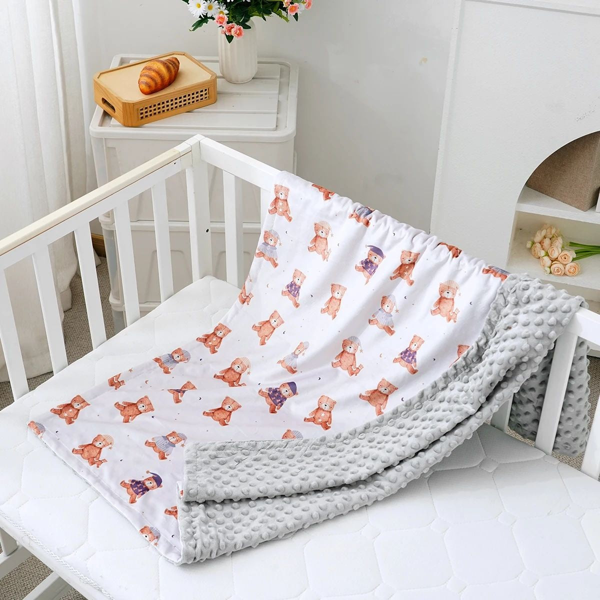 couverture cozy ours gris confort doux