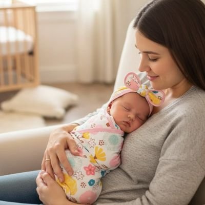 couverture emmaillotage bebe rose fleuri confortable