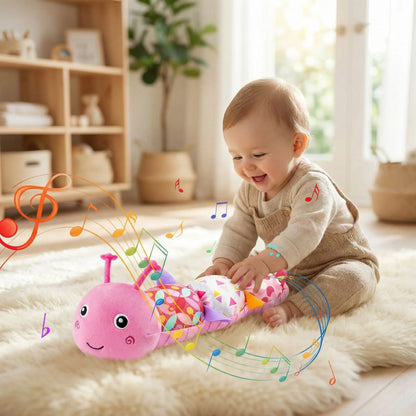 doudou bebe chenille rose compagnon amusant