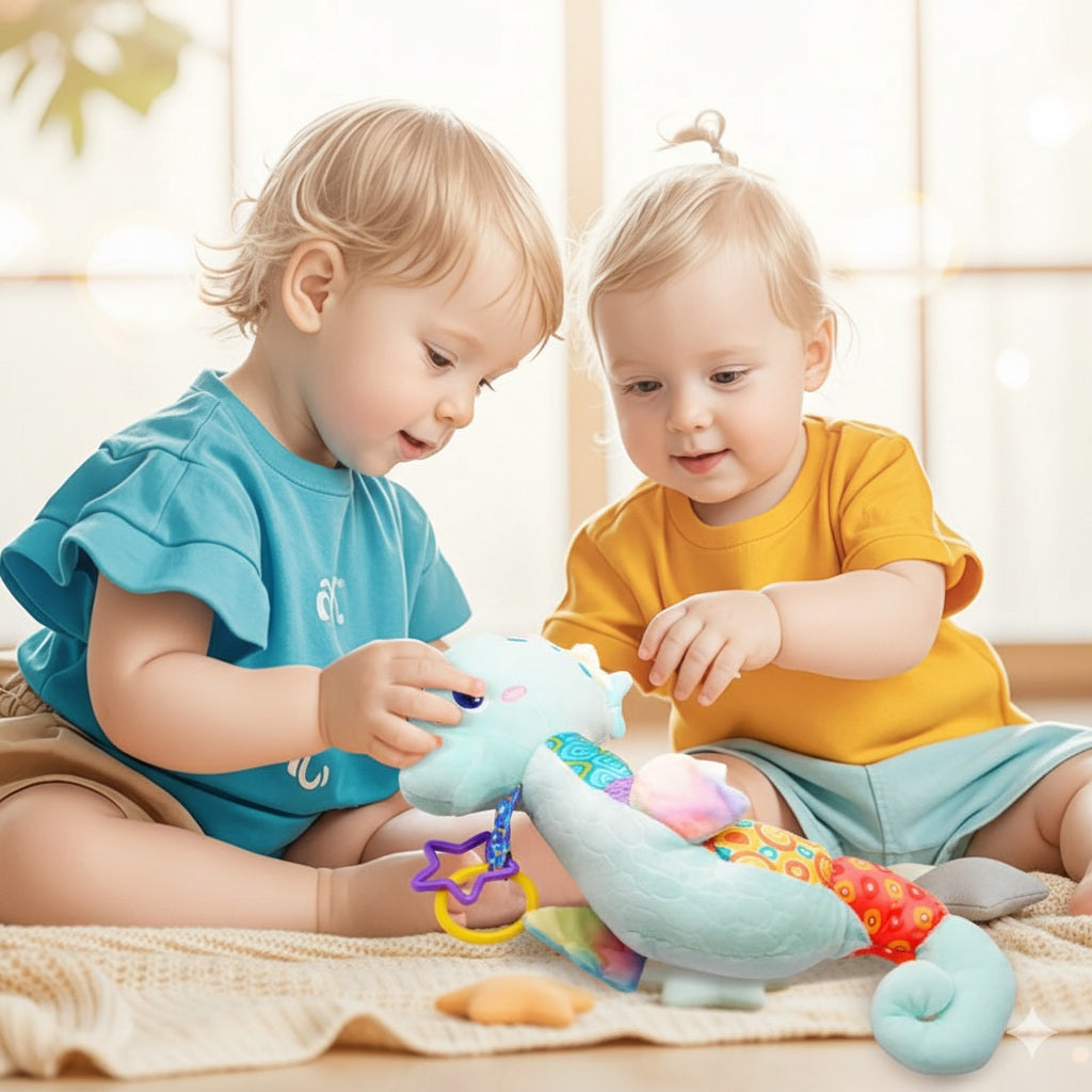 doudou bebe hippocampe bleu ami chaleureux