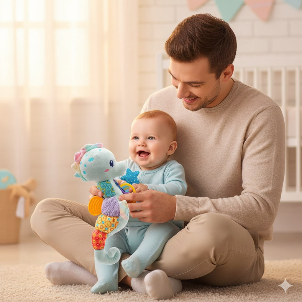 doudou bebe hippocampe bleu douceur agreable