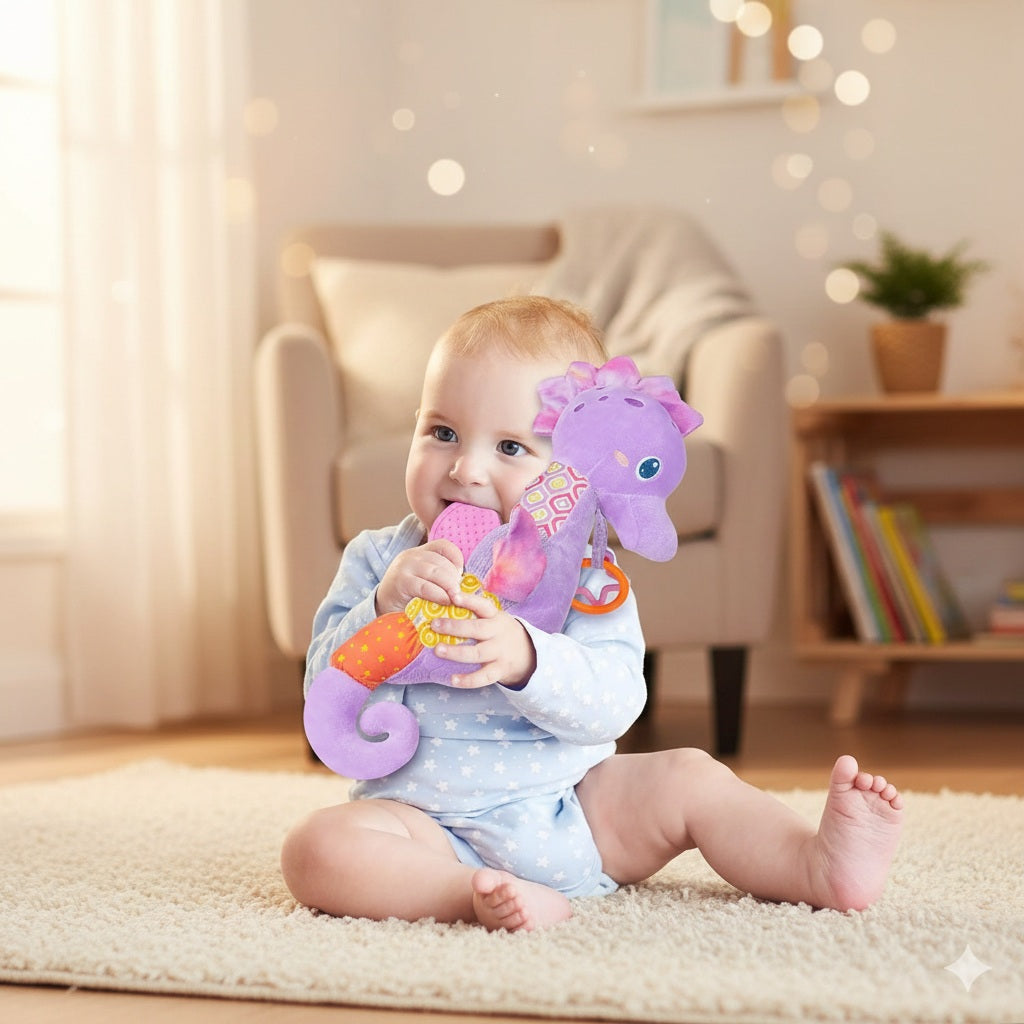 doudou bebe hippocampe violet bon calin