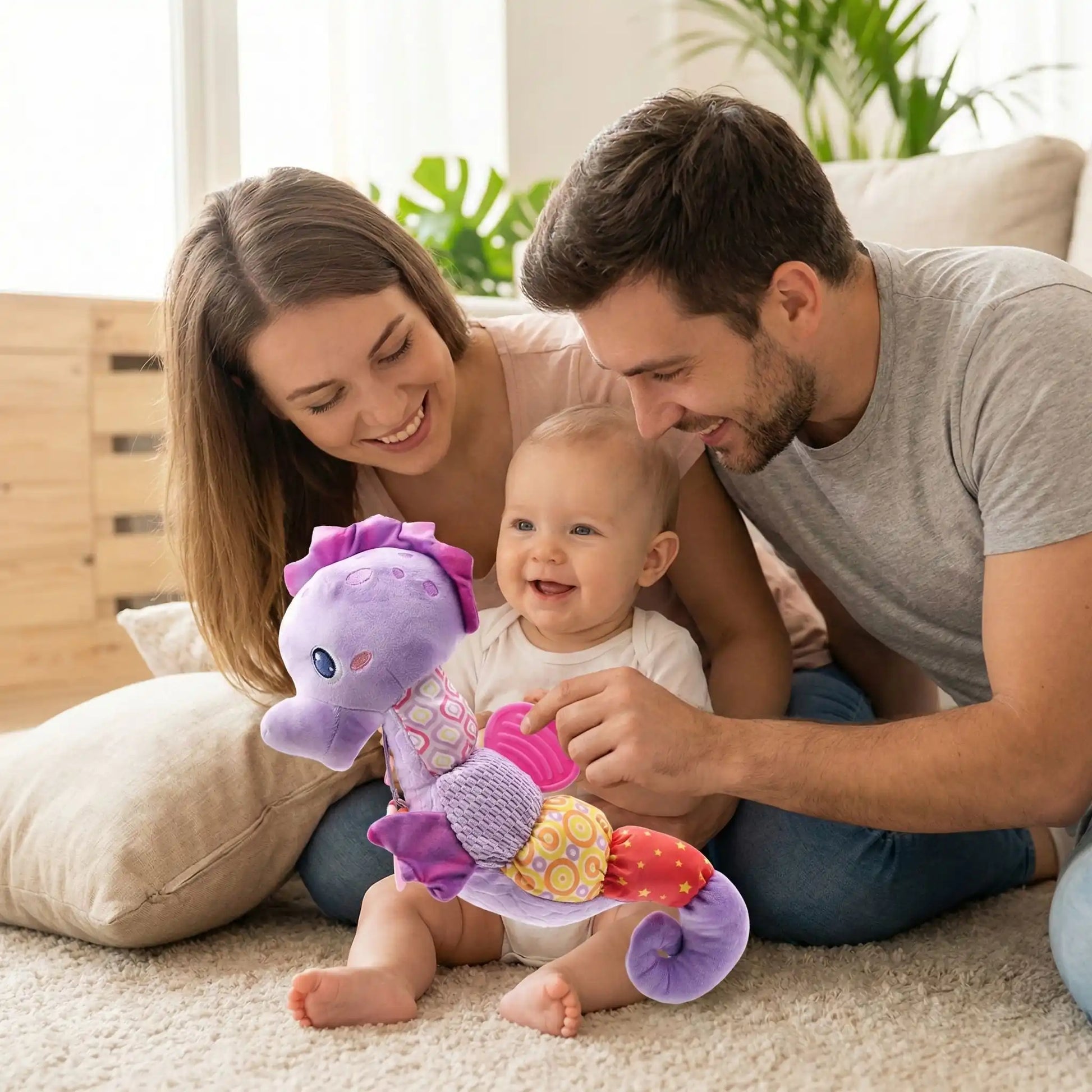 doudou bebe hippocampe violet douceur agreable