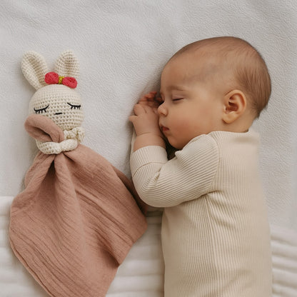 doudou bebe lapin mousseline moka bien dormir