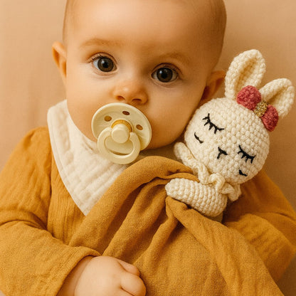 doudou bebe lapin mousseline moka rassurant