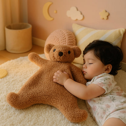 doudou bebe plat ours marron sommeil serein