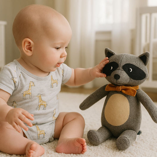 doudou bebe raton laveur compagnon paisible