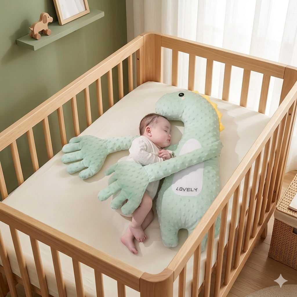 doudou calin dinosaure vert confort douillet