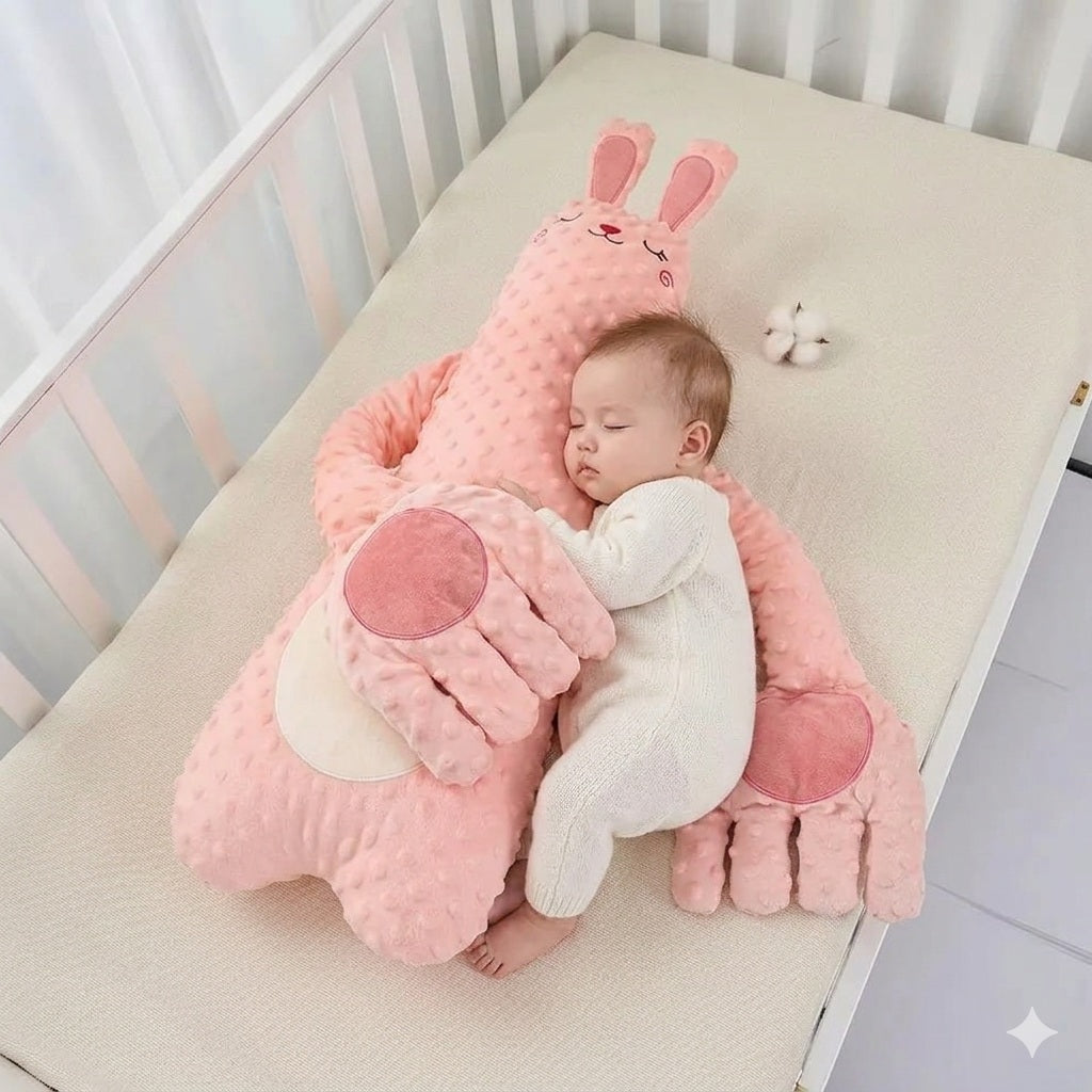 doudou calin lapin rose doux sommeil