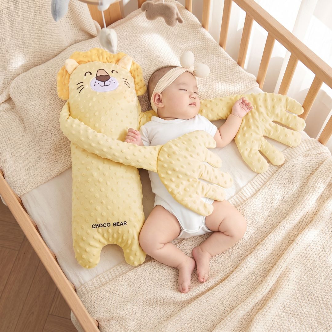 doudou calin lion jaune dormir cajoler