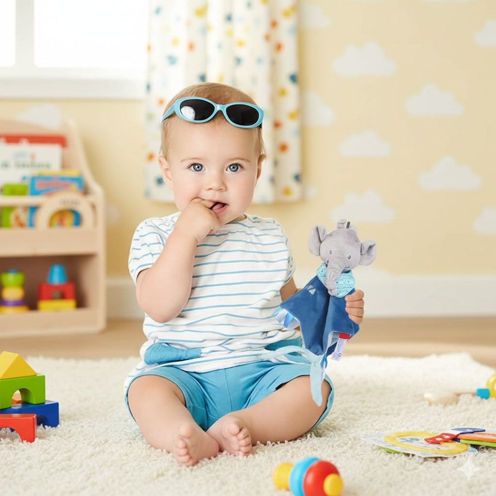 doudou couette elephant bleu compagnon securitaire