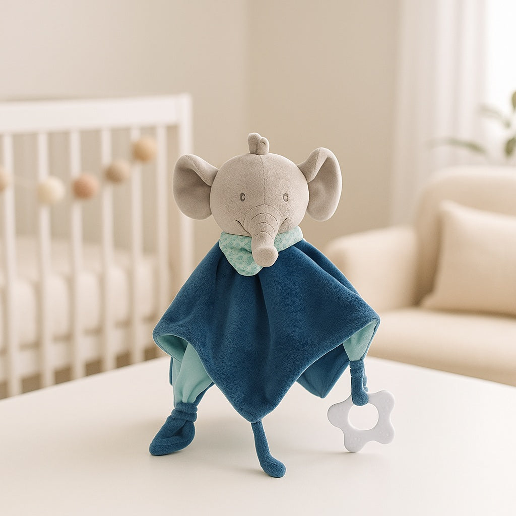 doudou couette elephant bleu doux reconfortant