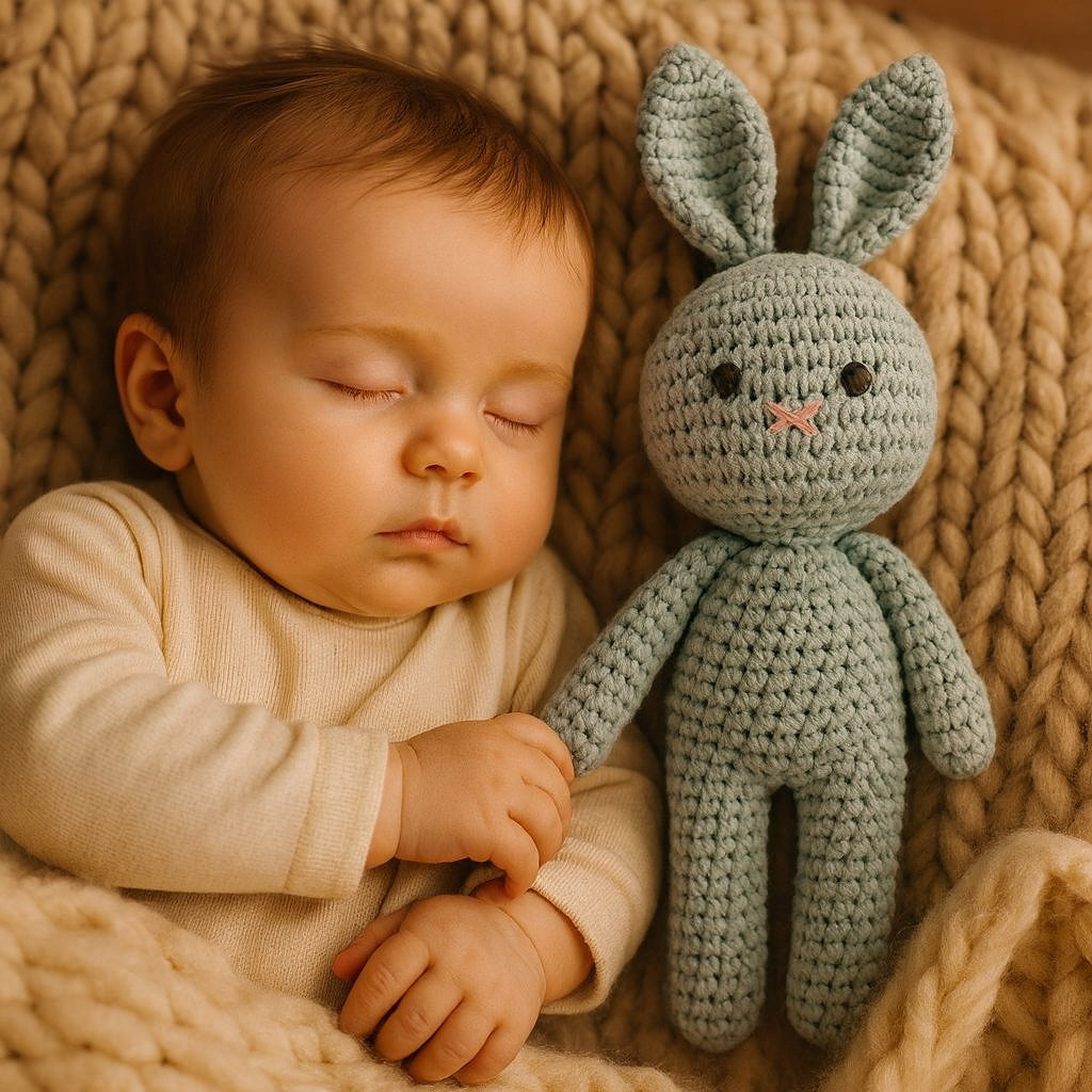 doudou crochet lapin gris doux reconfortant