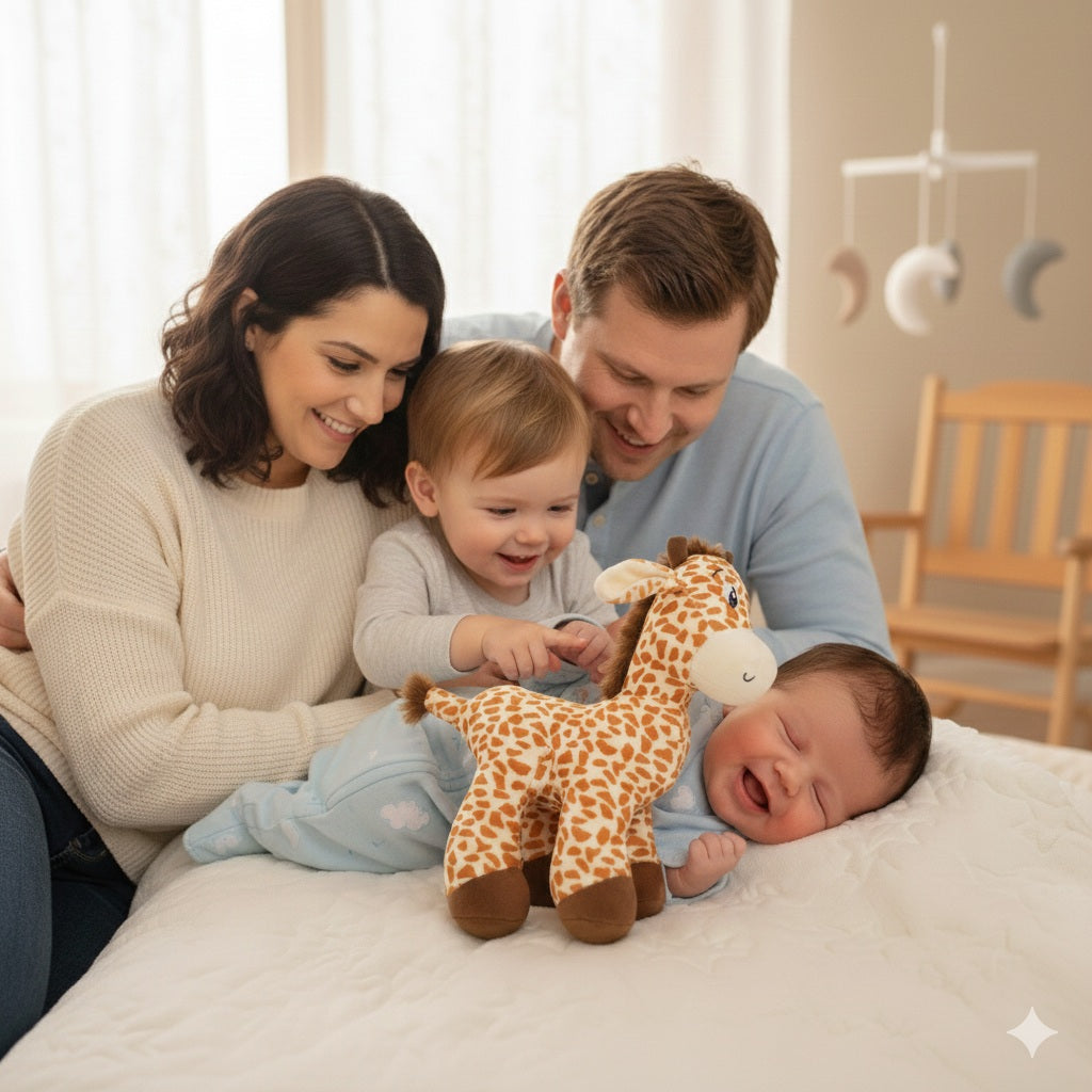 doudou girafe bebe agreablement doux