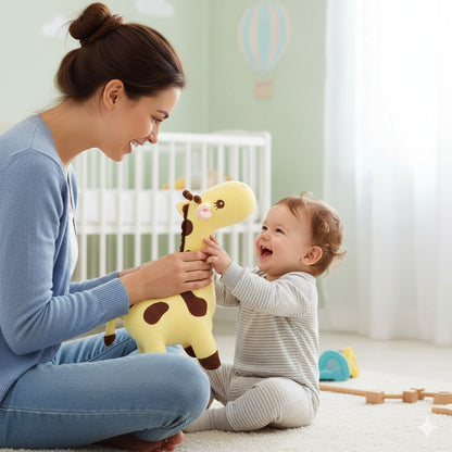 doudou girafe bebe jaune douceur reconfortante