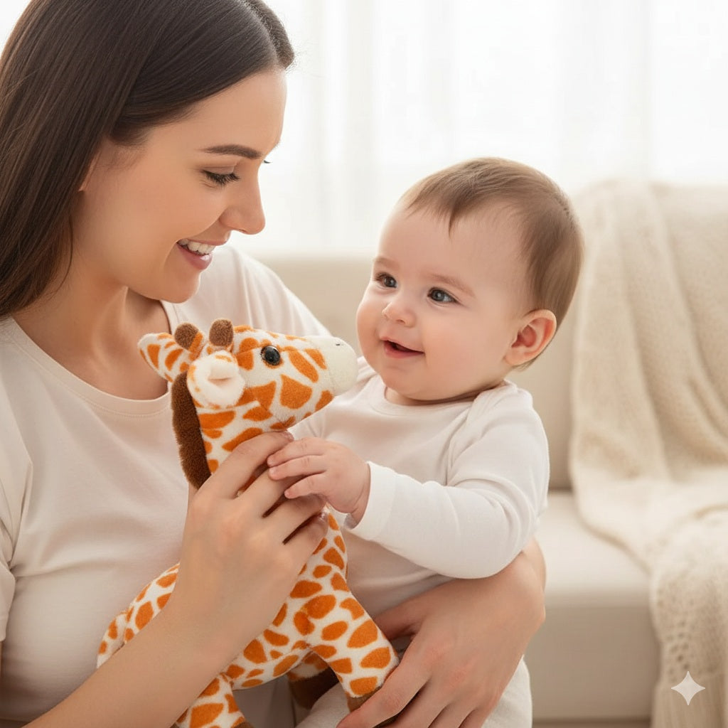 doudou girafe bebe orange ami chaleureux