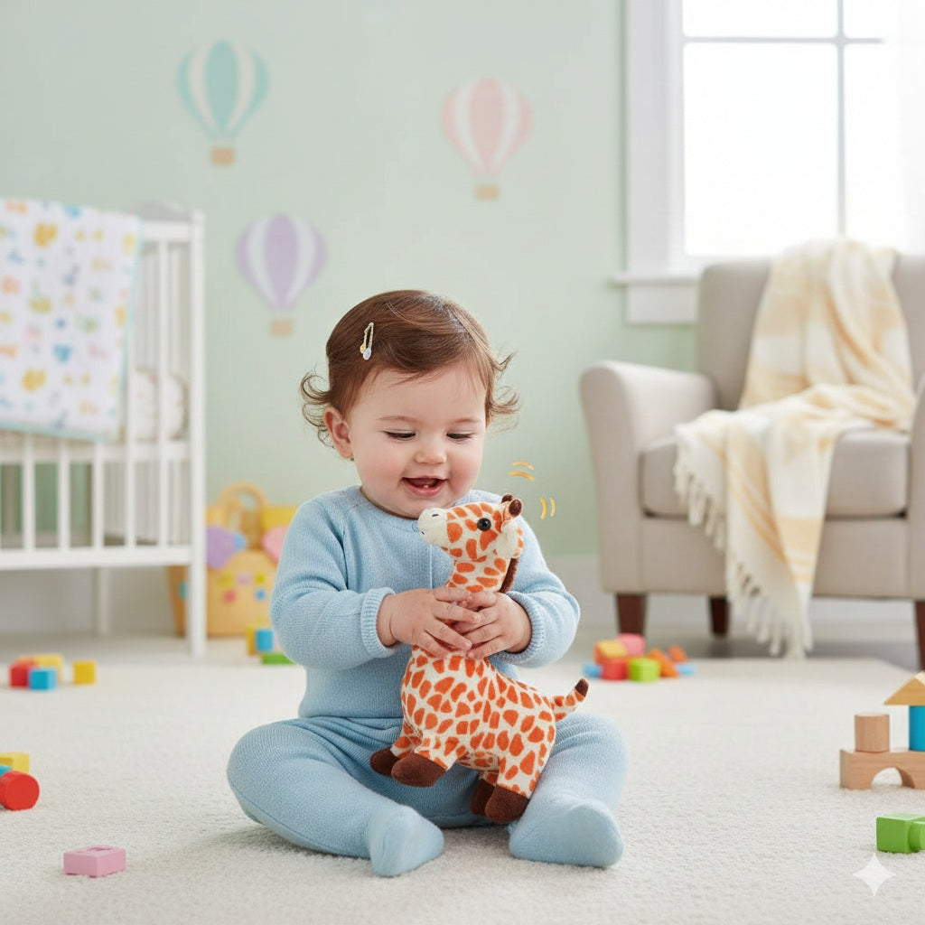 doudou girafe bebe orange ami reconfortant