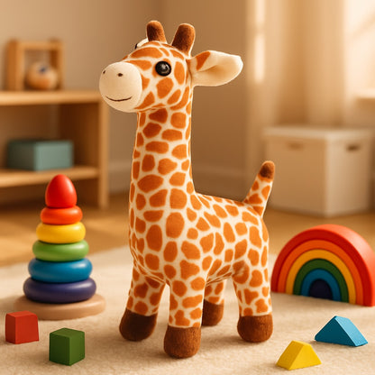 doudou girafe bebe orange presence douillette