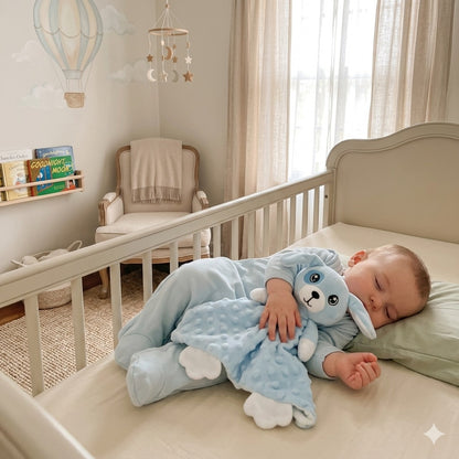 doudou lapin bleu compagnon chaleureux