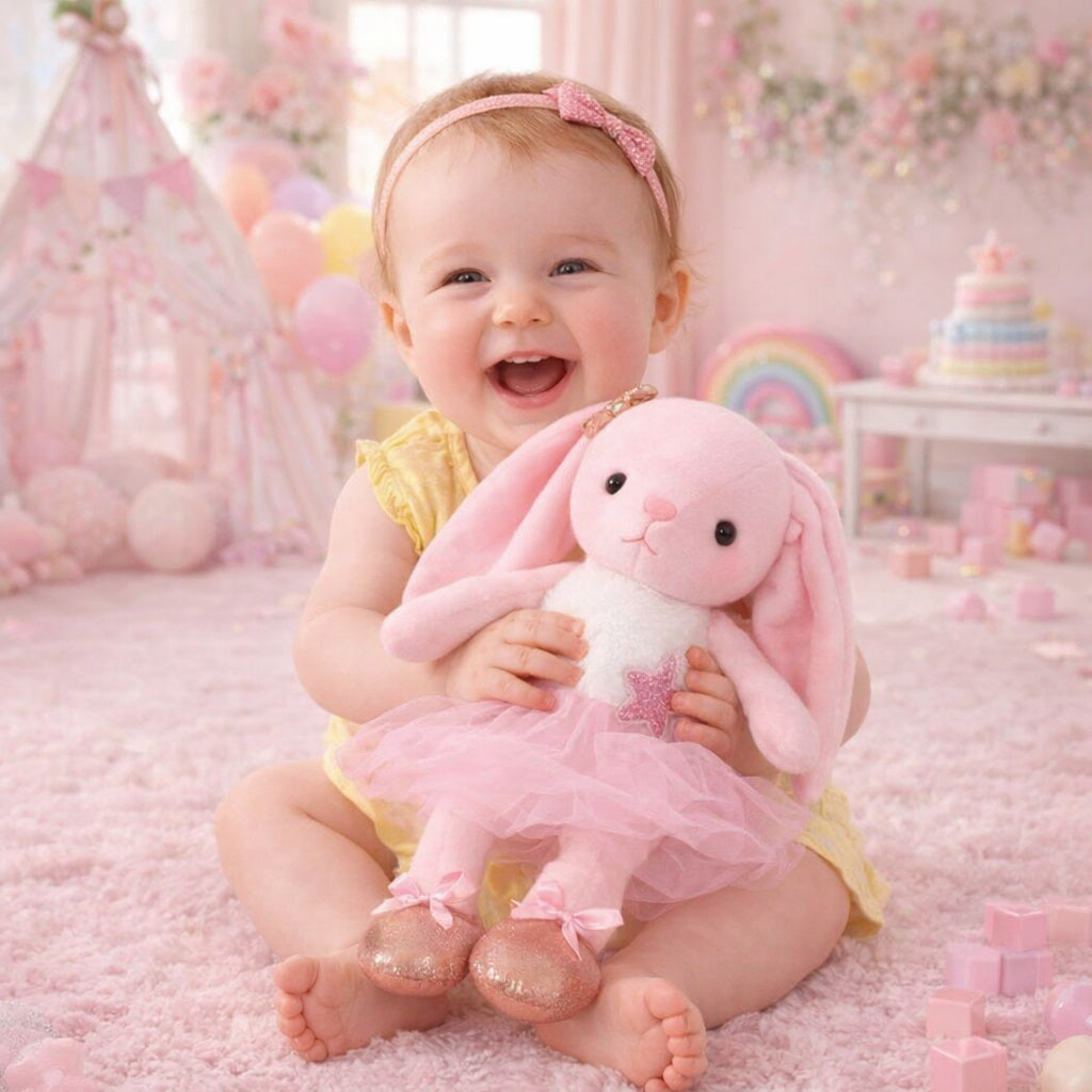 doudou lapin rose compagnon agreable