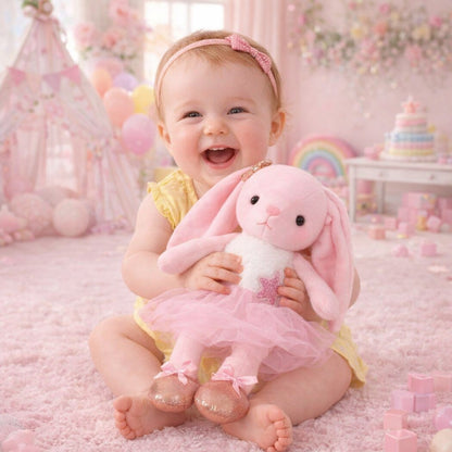 doudou lapin rose compagnon agreable