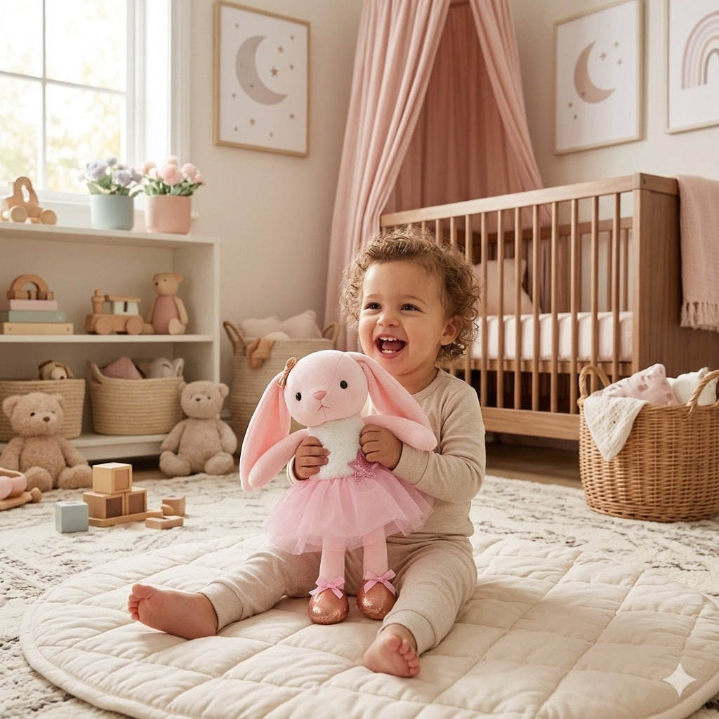 doudou lapin rose compagnon douillet