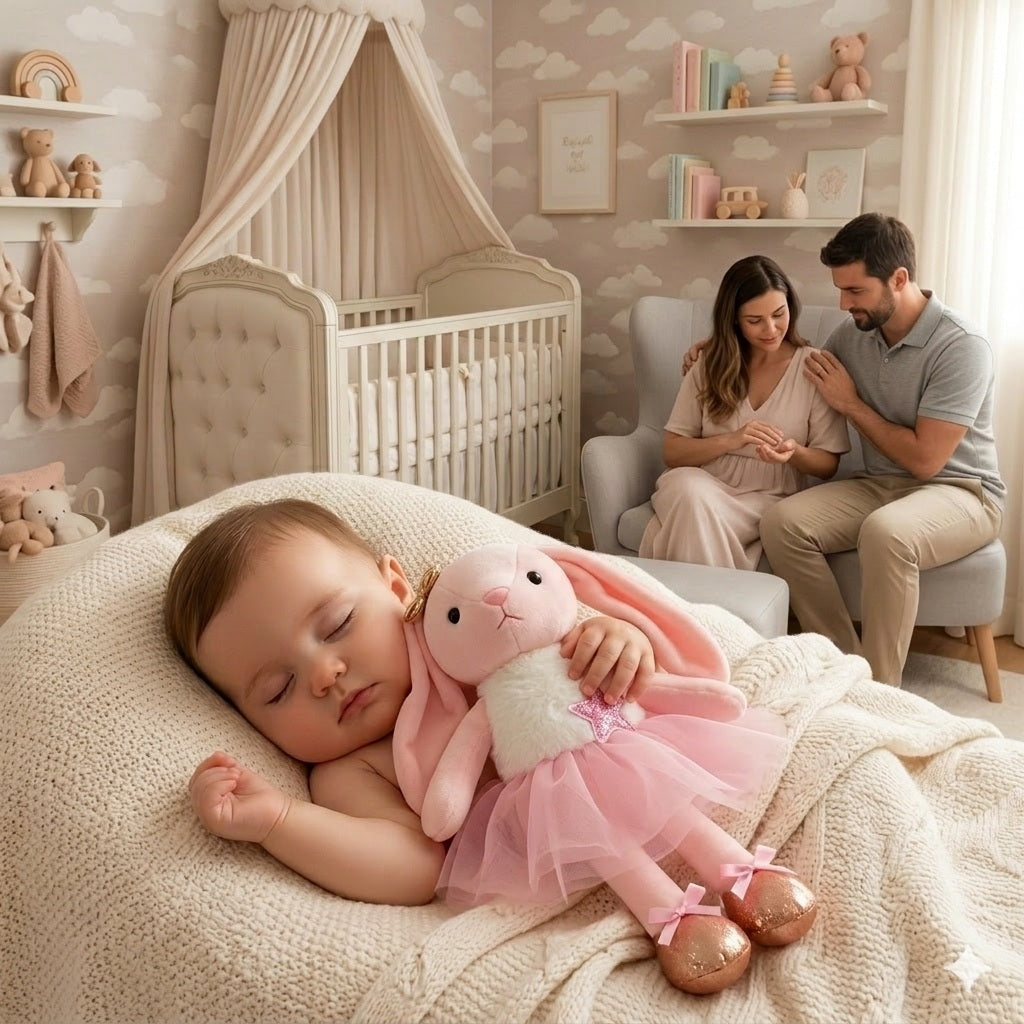 doudou lapin rose presence chaleureuse