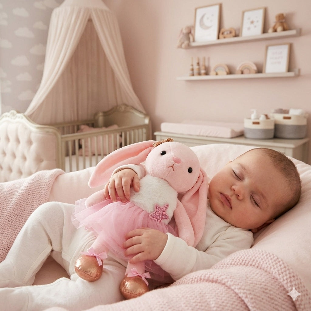 doudou lapin rose protecteur de sommeil