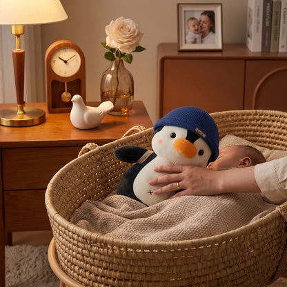 doudou pingouin chapeau bleu compagnon apaisant